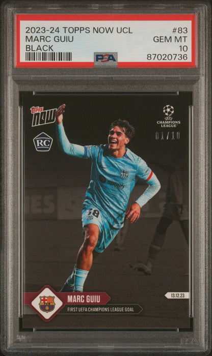 PSA 9 Marc Guiu 2023 Topps Now #83 Black SP The #1 of 10 Made! Rookie Card