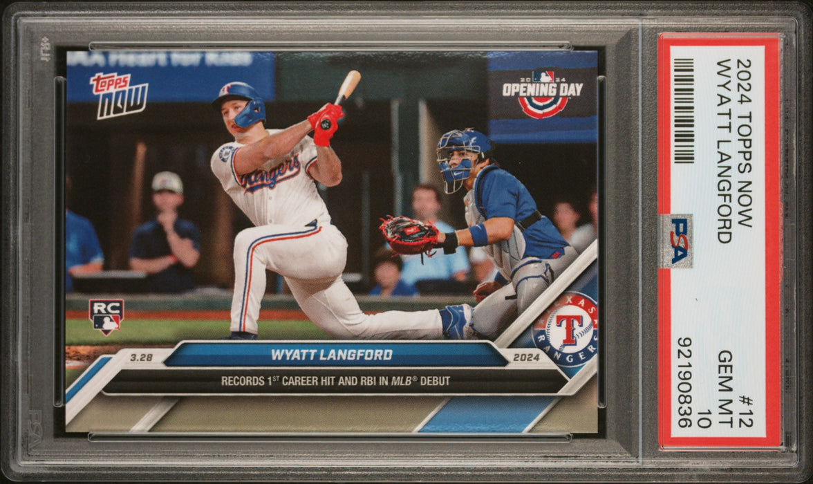 PSA 10 Wyatt Langford 2024 Topps Now #12 MLB Debut! Rookie Card
