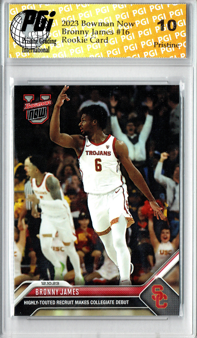 Bronny James 2023 Bowman University Now #16 PRISTINE Rookie Card PGI 10