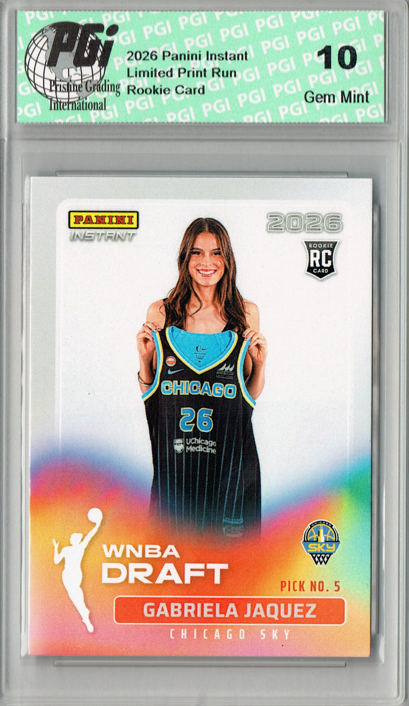 Gabriela Jaquez Rookie Card Chicago Sky 2026 WNBA Draft Night #DN-5 1 of 2810 PGI 10 Gem Mint Trading Card