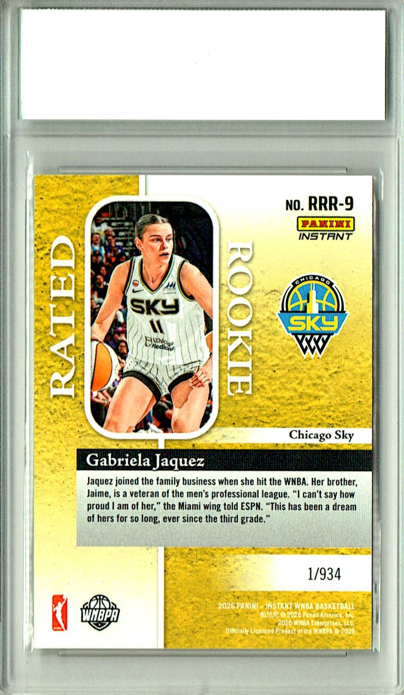 Gabriela Jaquez Rookie Card 2026 Panini Instant #RRR-9 Rated Rookie, PGI 10, Chicago Sky Basketball