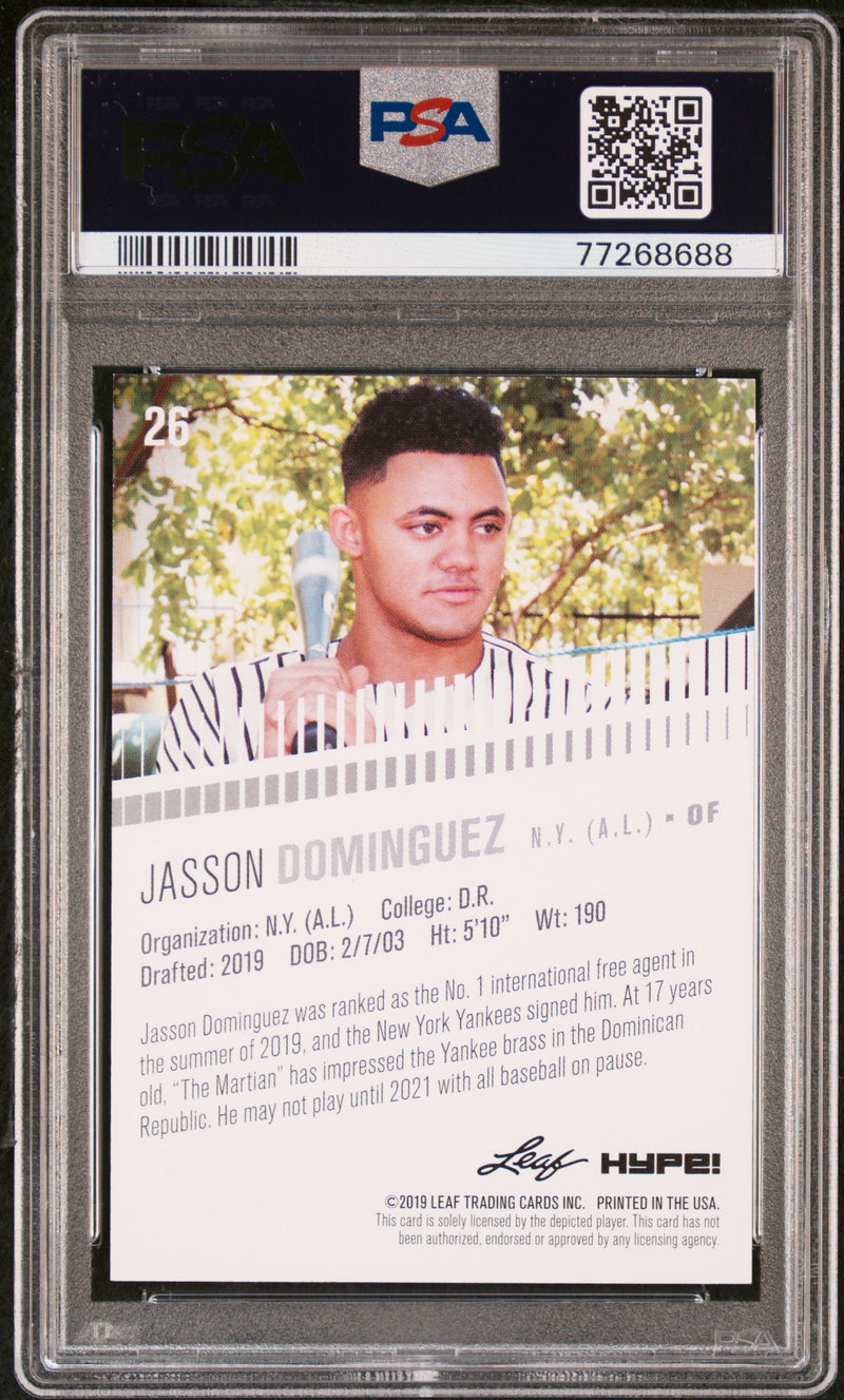 PSA 9 Jasson Dominguez 2019 Leaf HYPE! #26 Rookie Card Gold #14/25 NY Yankees