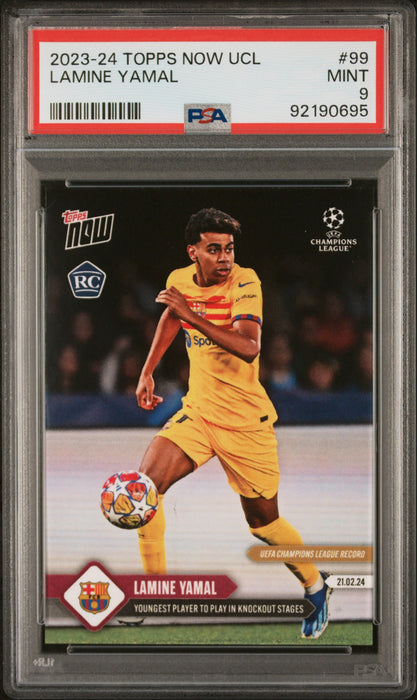 PSA 9 Lamine Yamal 2023 Topps Now #99 Youngest Player UCL Rookie Card