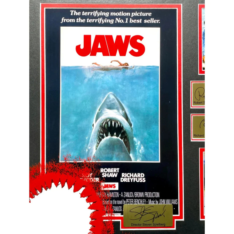 Jaws Bloody Shark Bite Framed Movie Poster Facsimile Cast Signed Collage Photo
