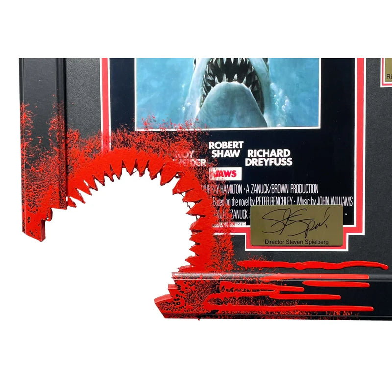 Jaws Bloody Shark Bite Framed Movie Poster Facsimile Cast Signed Collage Photo