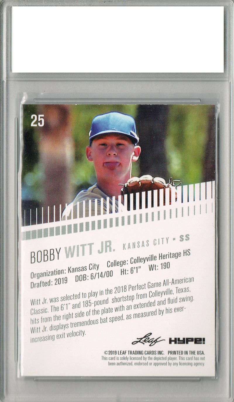 Bobby Witt Jr. 2019 Leaf HYPE! #25 Only 5000 Made Rookie Card PGI 10