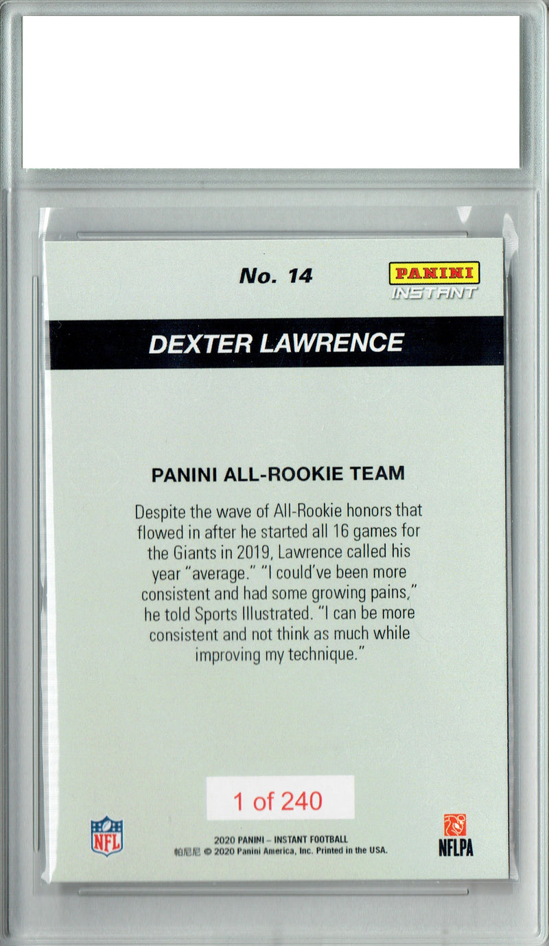 Dexter Lawrence 2019 #14 All Rookie Team 1 of 240 Rookie Card PGI 10
