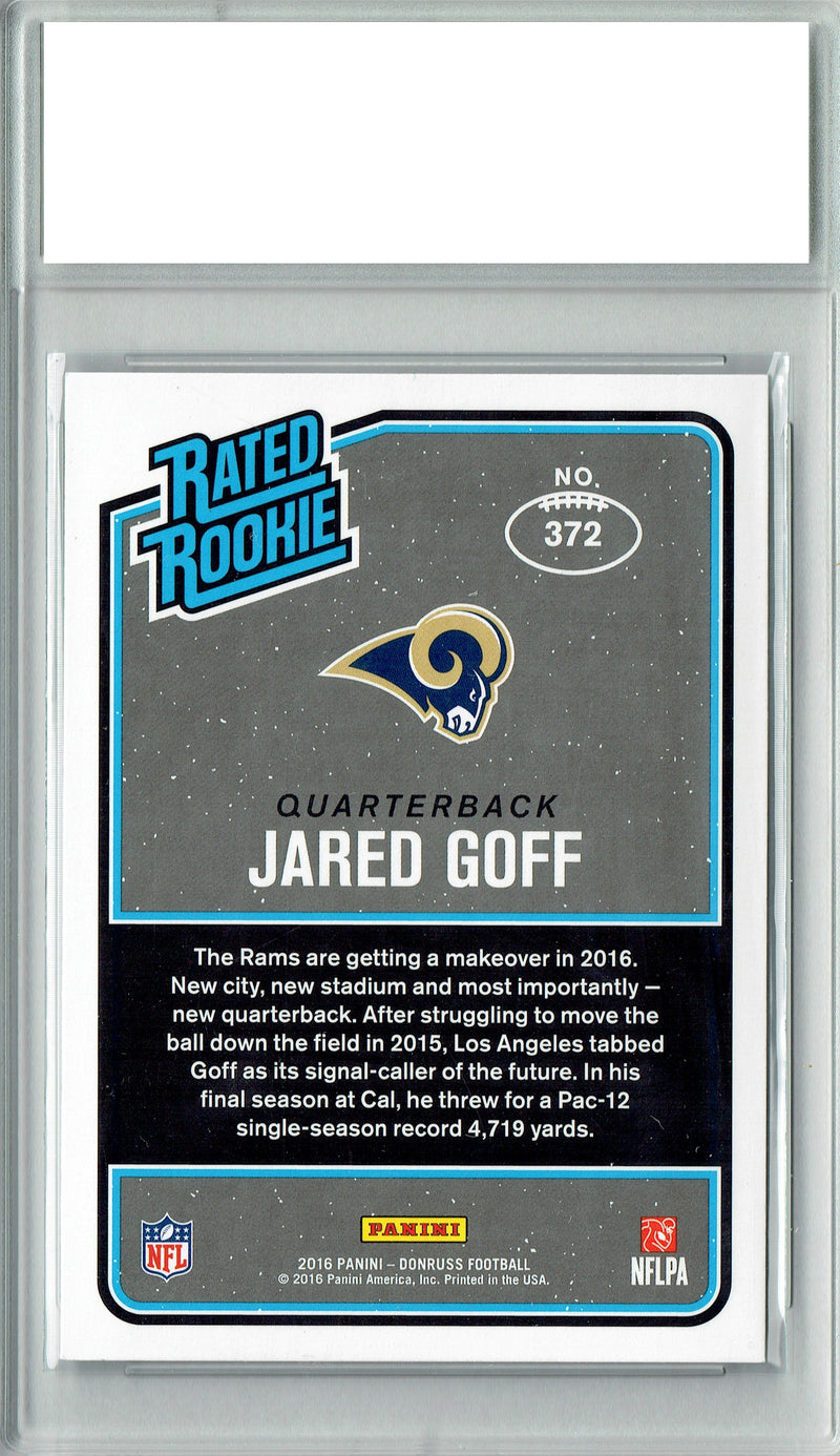 Jared Goff 2016 Donruss Rated Rookie #372 SP Rookie Card PGI 10