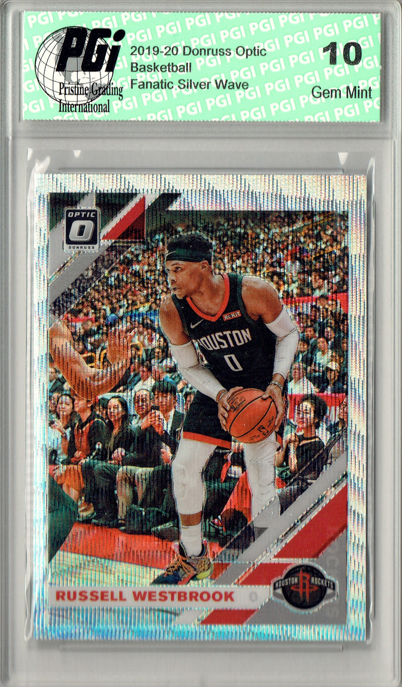Russell Westbrook 2019 Optic #58 Fanatics Rare Silver Wave SP Card PGI 10