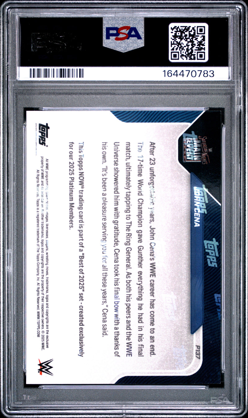 PSA 9 John Cena 2025 Topps Now #P137 Platinum Member Best Of, Rare WWE Trading Card