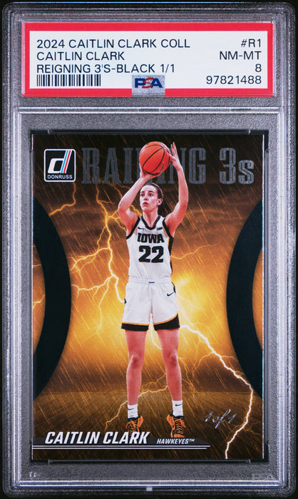 PSA 8 2024 Panini Caitlin Clark Collection #R1 Reigning Black 1 of 1 Rookie Card