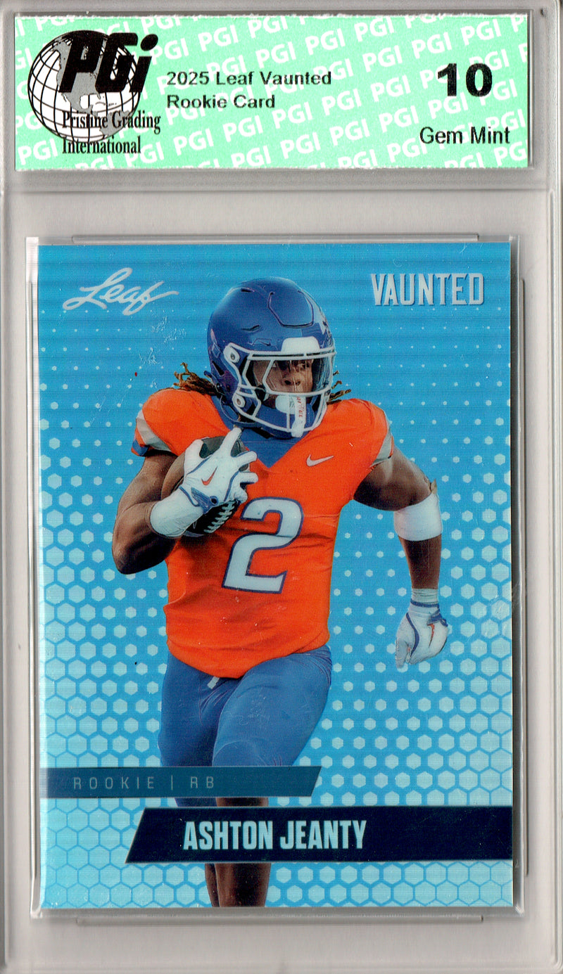 Ashton Jeanty Rookie Card 2025 Leaf Vaunted #VM-07 1/1 White Shimmer, PGI 10, Las Vegas Raiders Football