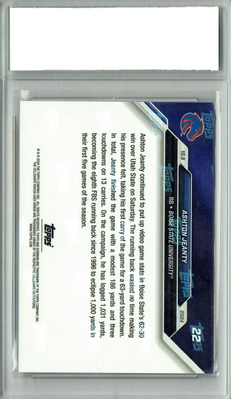 Ashton Jeanty Rookie Card 2024 Bowman University Now #22 PRISTINE, PGI 10, Las Vegas Raiders Football