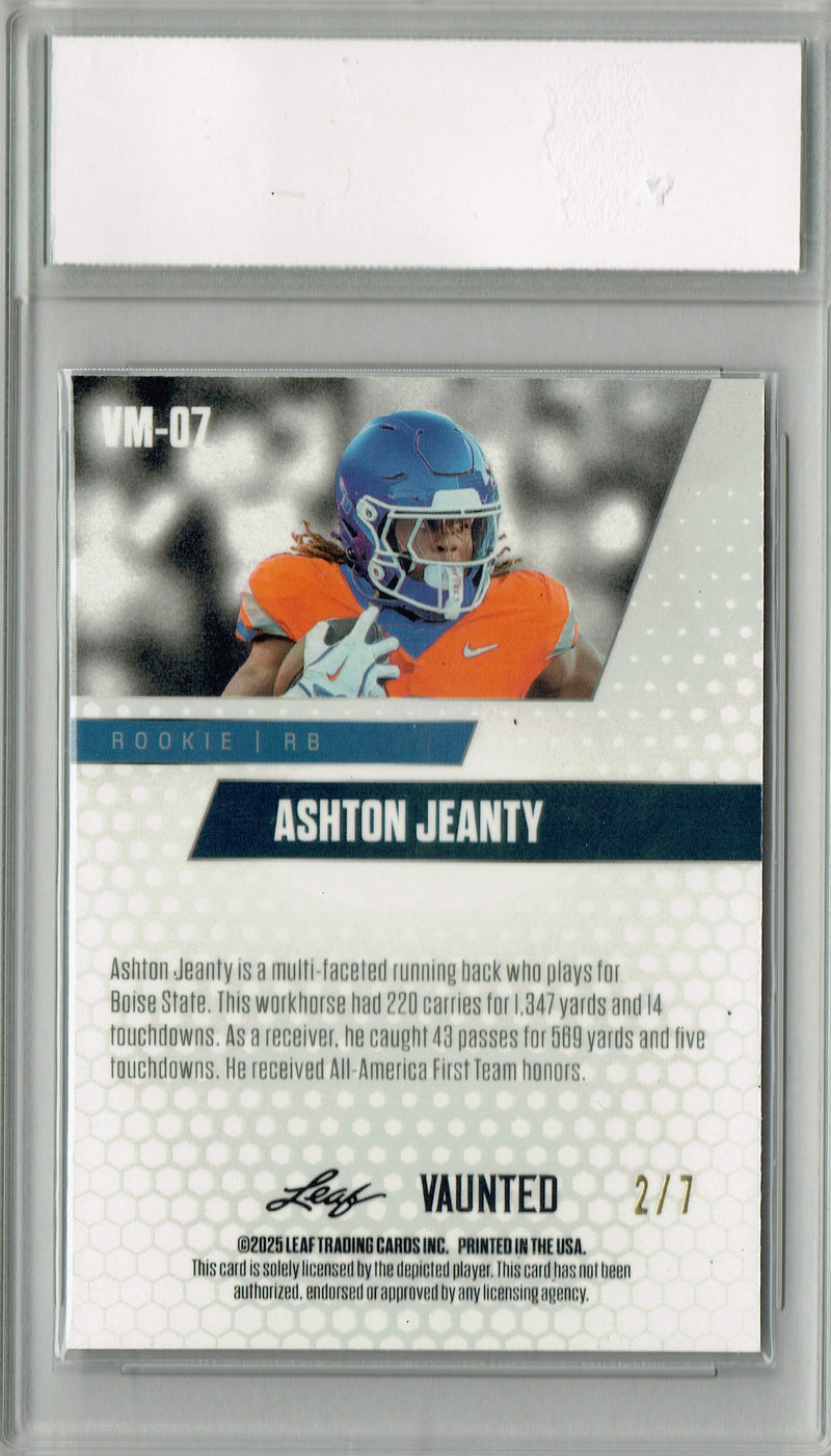 Certified Mint+ Ashton Jeanty 2025 Leaf Vaunted Metal #VM-07 Black 7 Made Rookie Card Las Vegas Raiders