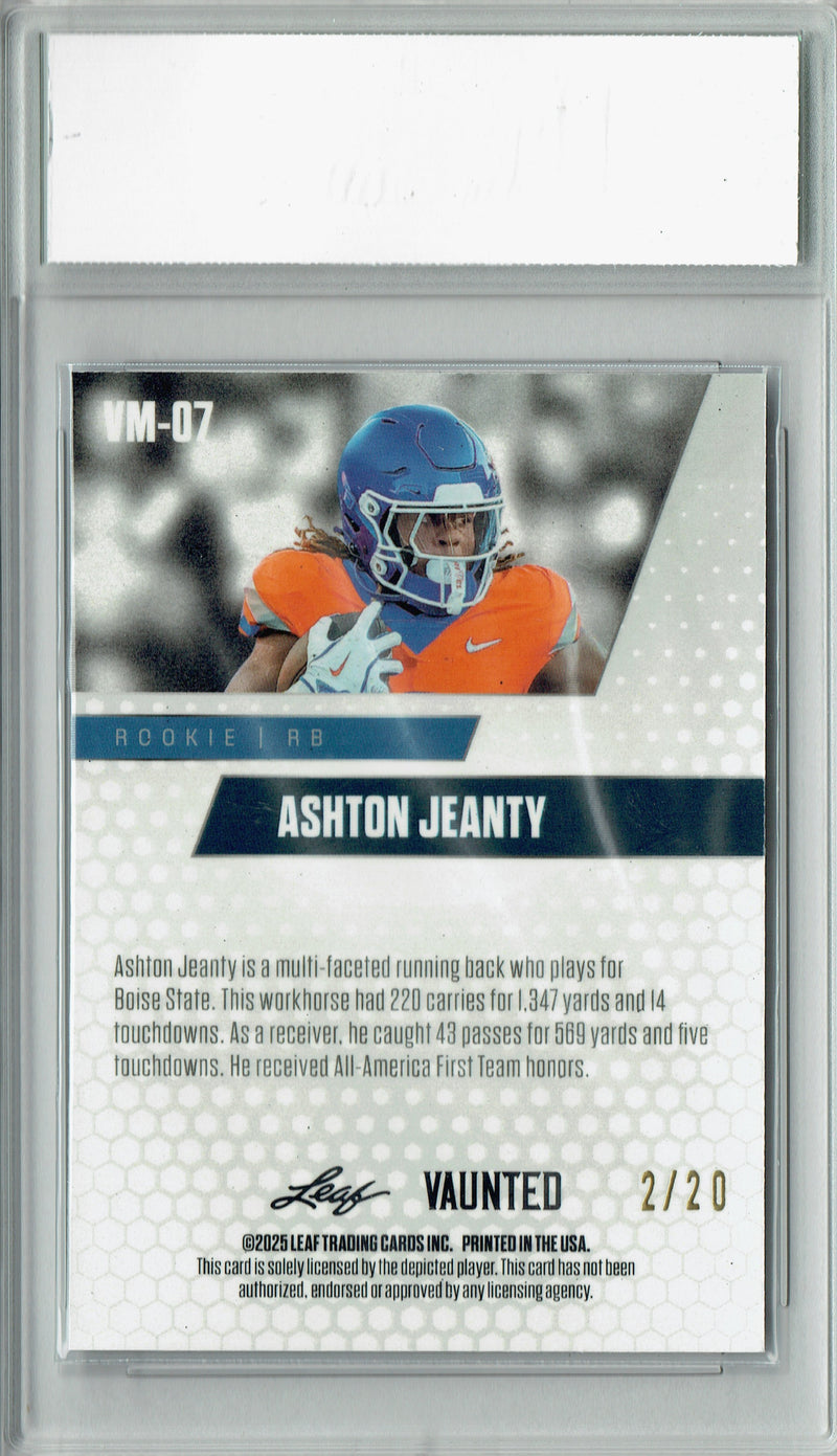 Certified Mint+ Ashton Jeanty 2025 Leaf Vaunted Metal #VM-07 Blue 20 Made Rookie Card Las Vegas Raiders