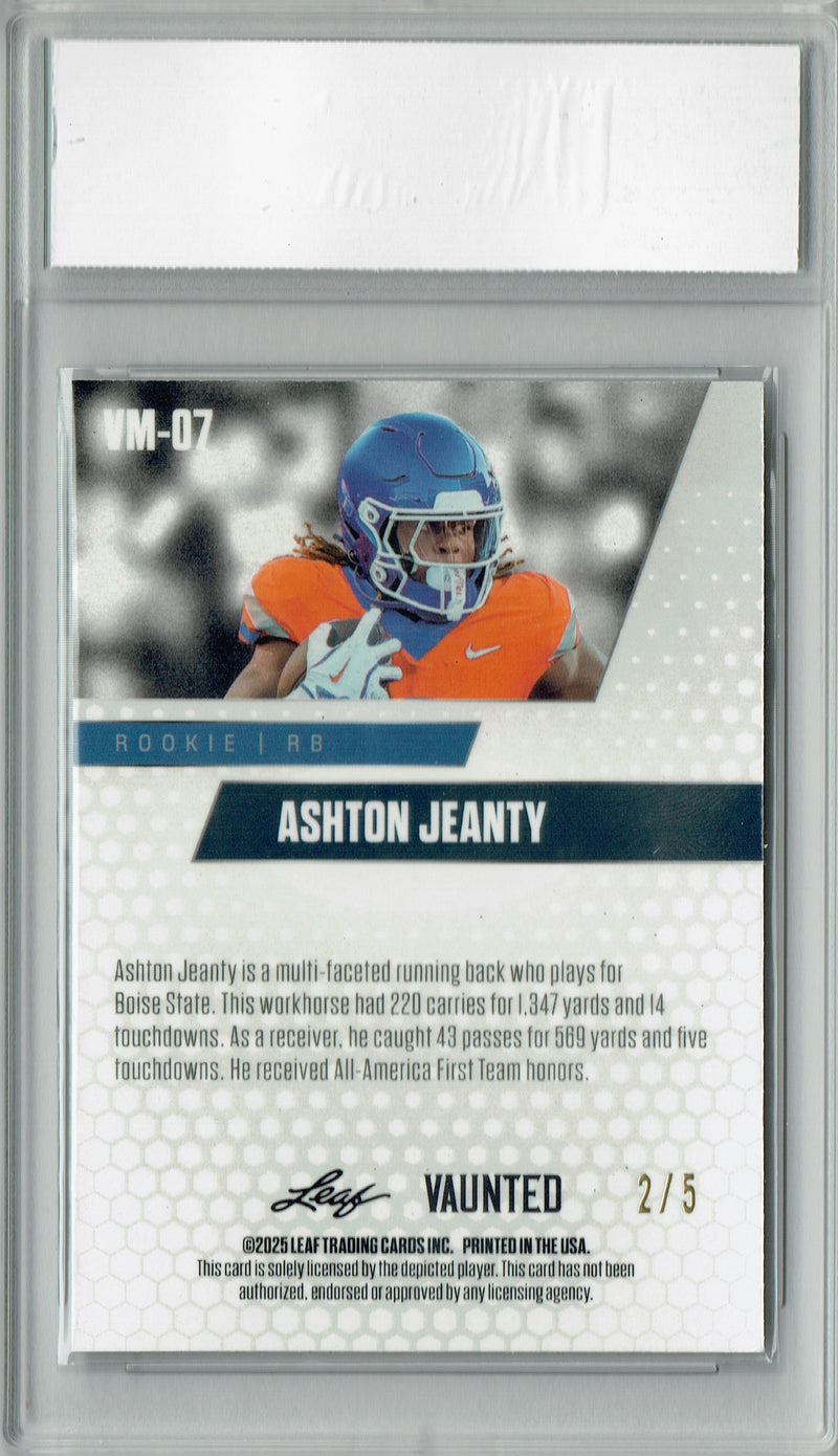 Certified Mint+ Ashton Jeanty 2025 Leaf Vaunted Metal #VM-07 Green 5 Made Rookie Card Las Vegas Raiders
