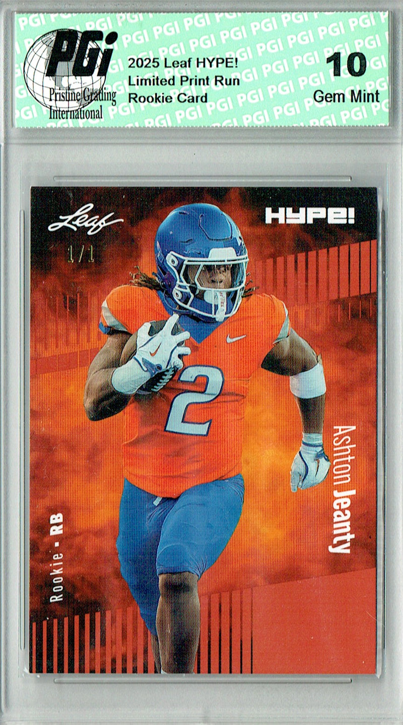 Ashton Jeanty Rookie Card Boise St / Las Vegas PGI 10 Football Trading Card 2025 Leaf HYPE! #179 Masterpiece 1 of 1