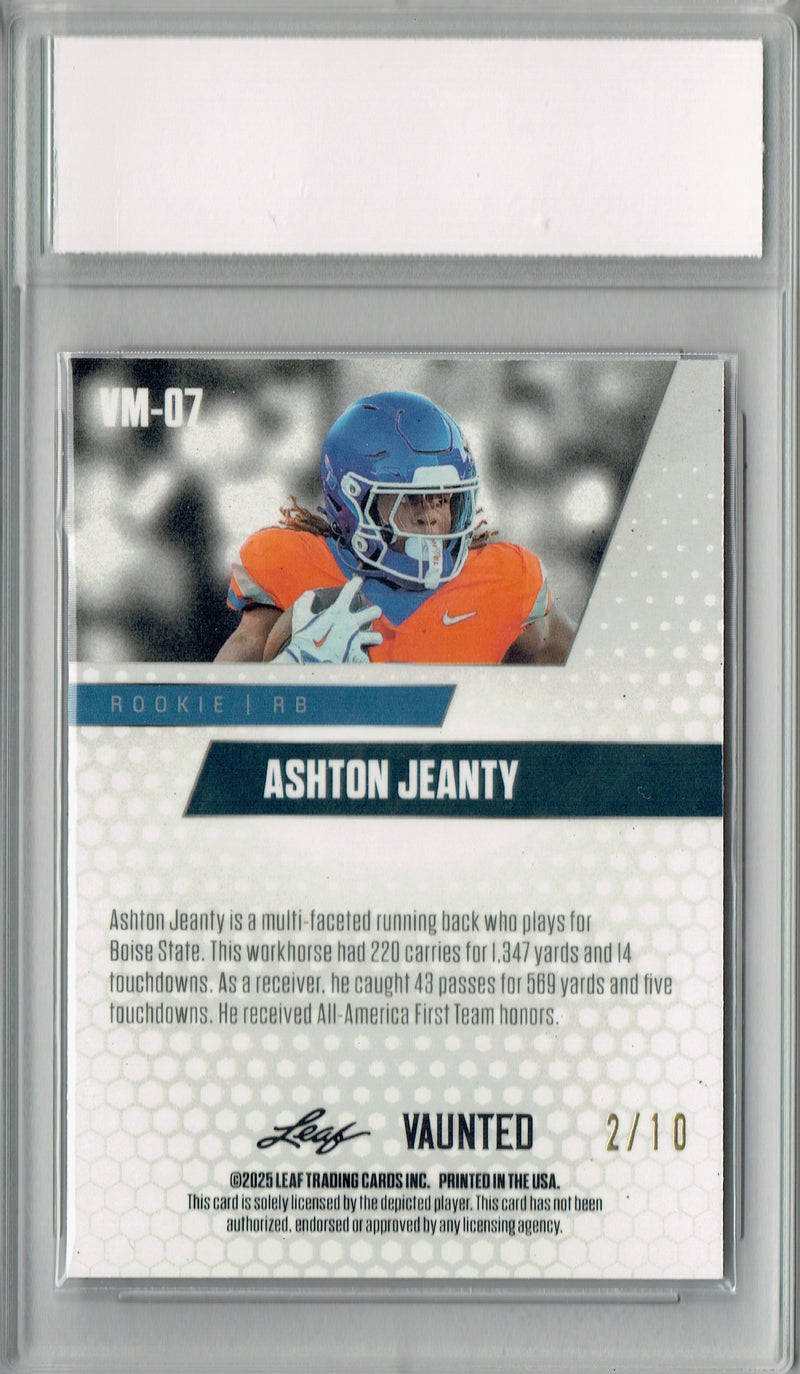Certified Mint+ Ashton Jeanty 2025 Leaf Vaunted Metal #VM-07 Pink 10 Made Rookie Card Las Vegas Raiders