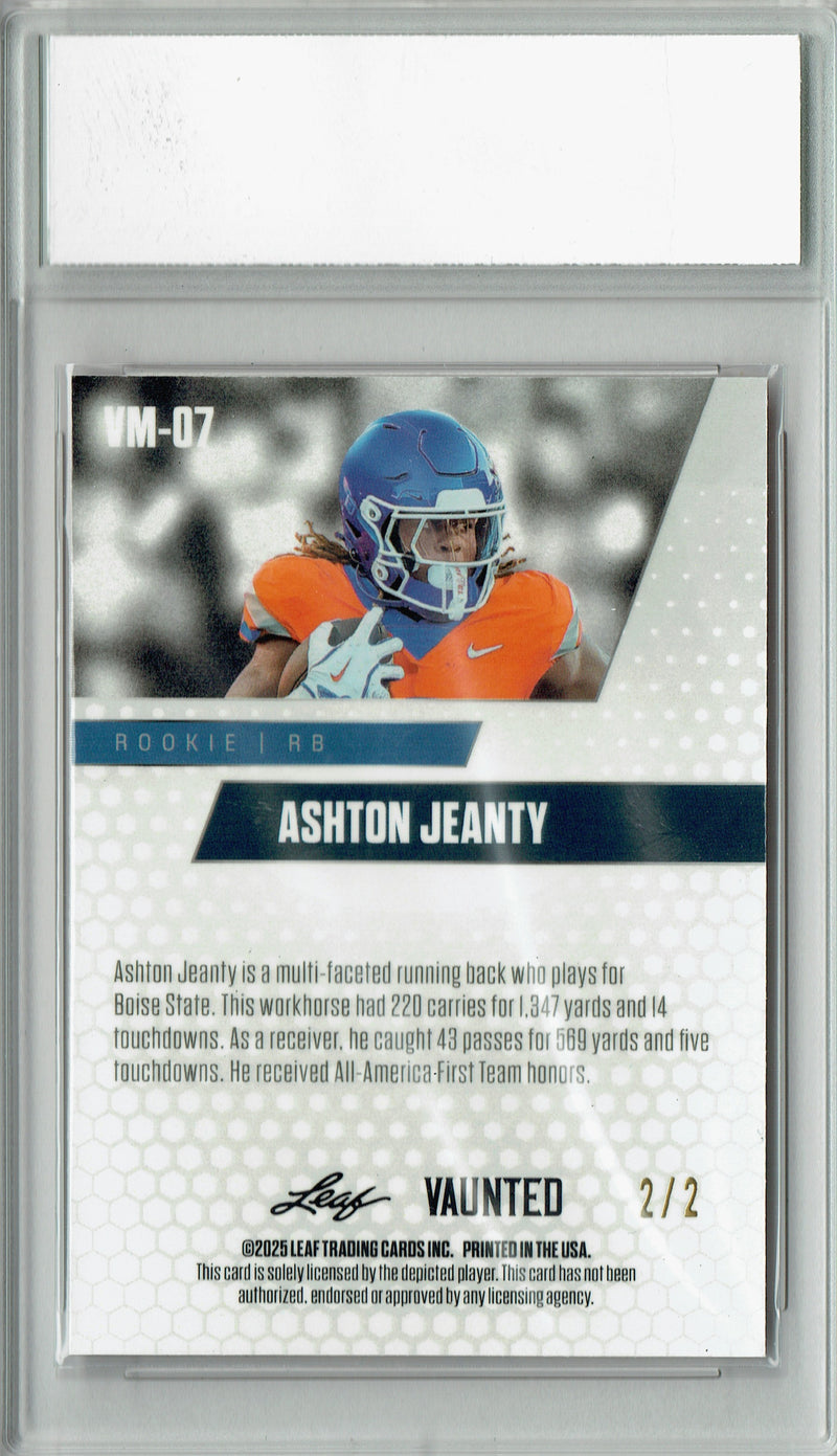 Certified Mint+ Ashton Jeanty 2025 Leaf Vaunted Metal #VM-07  Red #2 of 2 Made Rookie Card Las Vegas Raiders