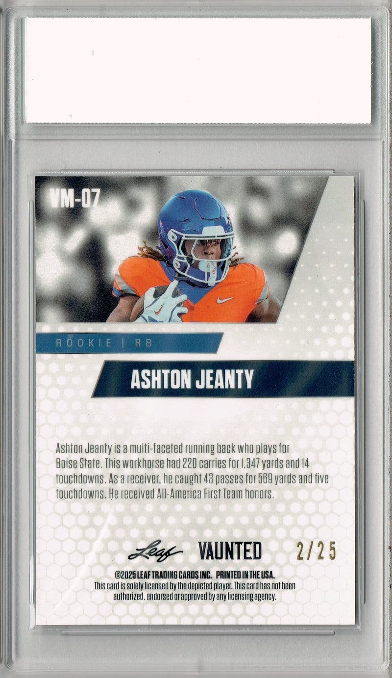 Certified Mint+ Ashton Jeanty 2025 Leaf Vaunted Metal #VM-07 Silver 25 Made Rookie Card Las Vegas Raiders