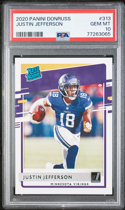 PSA 10 GEM-MT Justin Jefferson 2020 Donruss #313 Rookie Card