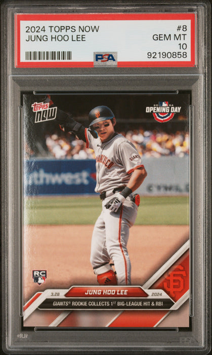 PSA 10 Jung Hoo Lee 2024 Topps Now #8 1st Big League Hit Rookie Card