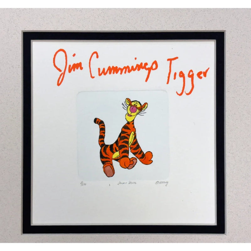 Jim Cummings Signed Tigger Etching Art JSA Sowa Reiser #/500 Framed Disney Pooh