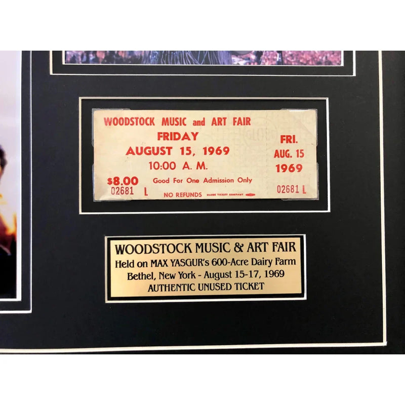 Jimi Hendrix Framed Unused Authentic Woodstock 1969 Ticket Collage COA 16x26 Photos