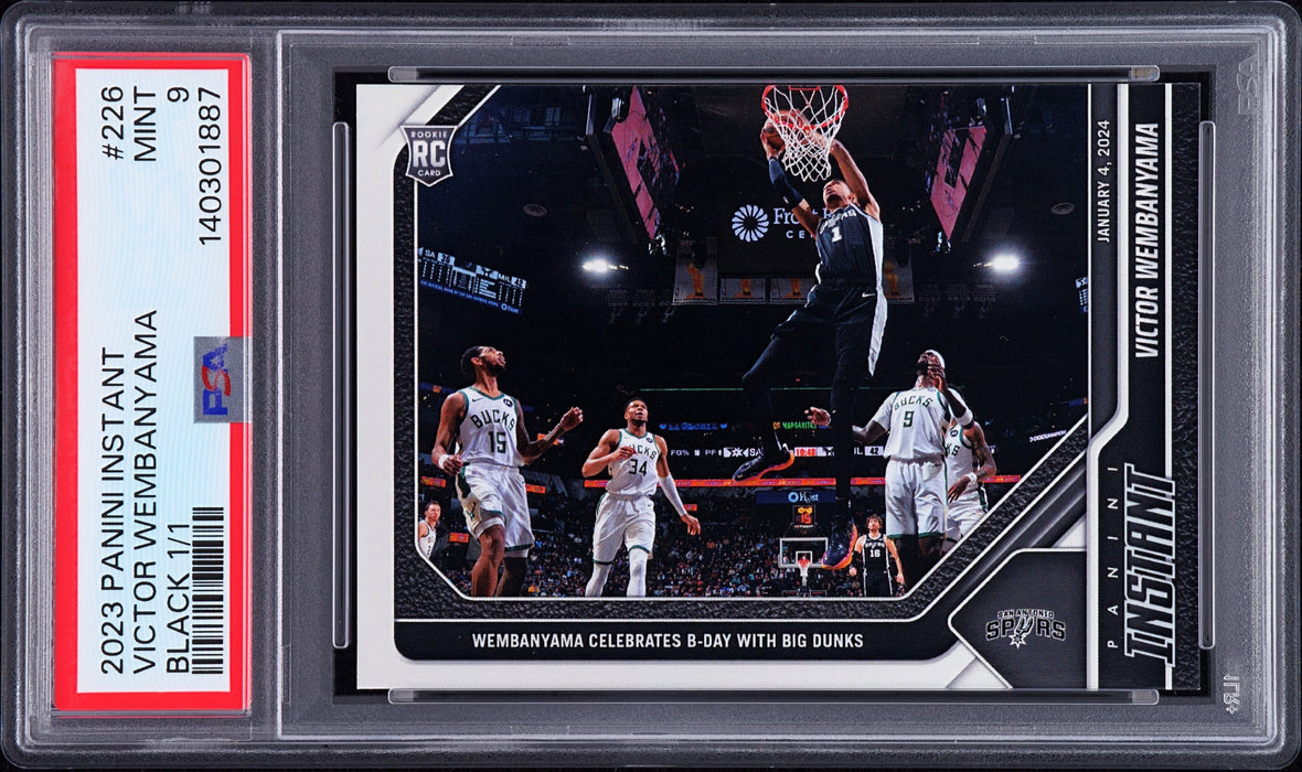 PSA 9 Victor Wembanyama 2023 Panini Instant #226 Black 1 of 1 Rookie Card