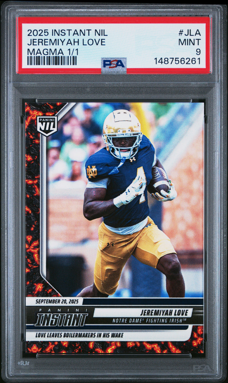 PSA 9 Jeremiyah Love 2025 Panini Instant #JLA Magma 1 of 1 Rookie Card Notre Dame