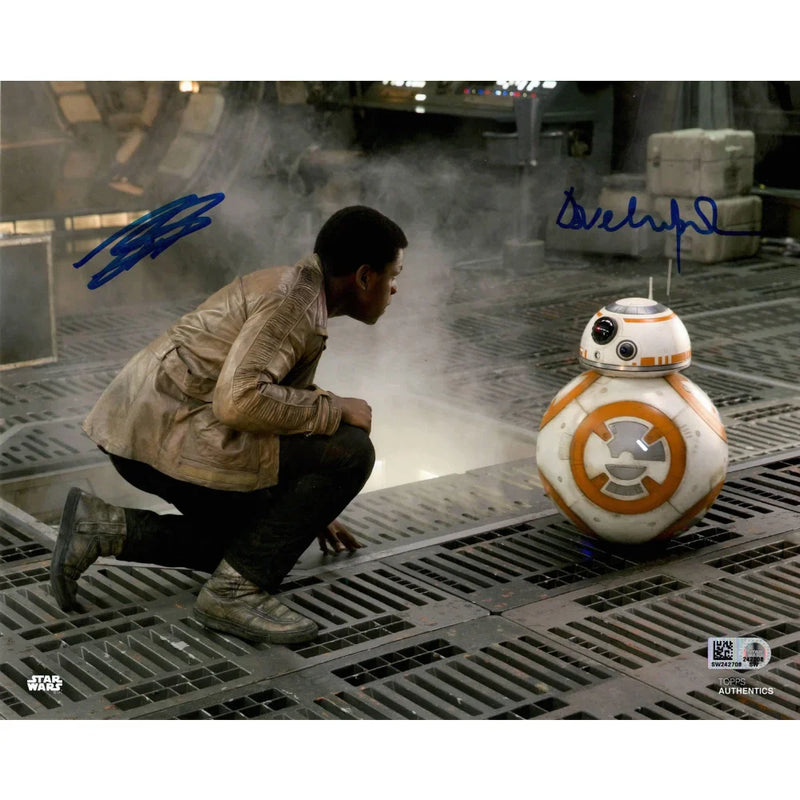 John Boyega Dave Chapman Signed Star Wars 8x10 Photo Framed Finn Bb-8 Topps COA