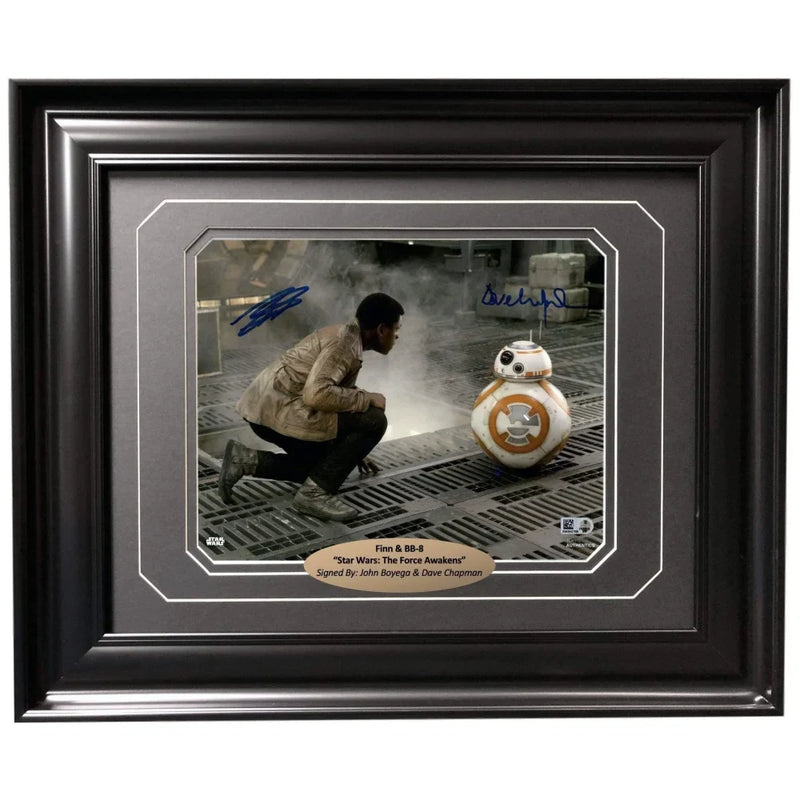 John Boyega Dave Chapman Signed Star Wars 8x10 Photo Framed Finn Bb-8 Topps COA