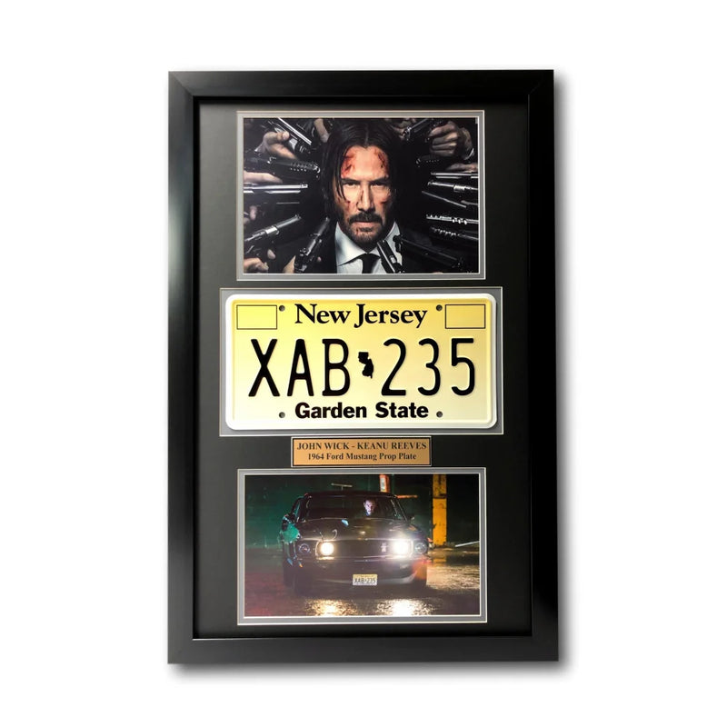 "John Wick" Keanu Reeves Movie Car License Plate Framed Collage