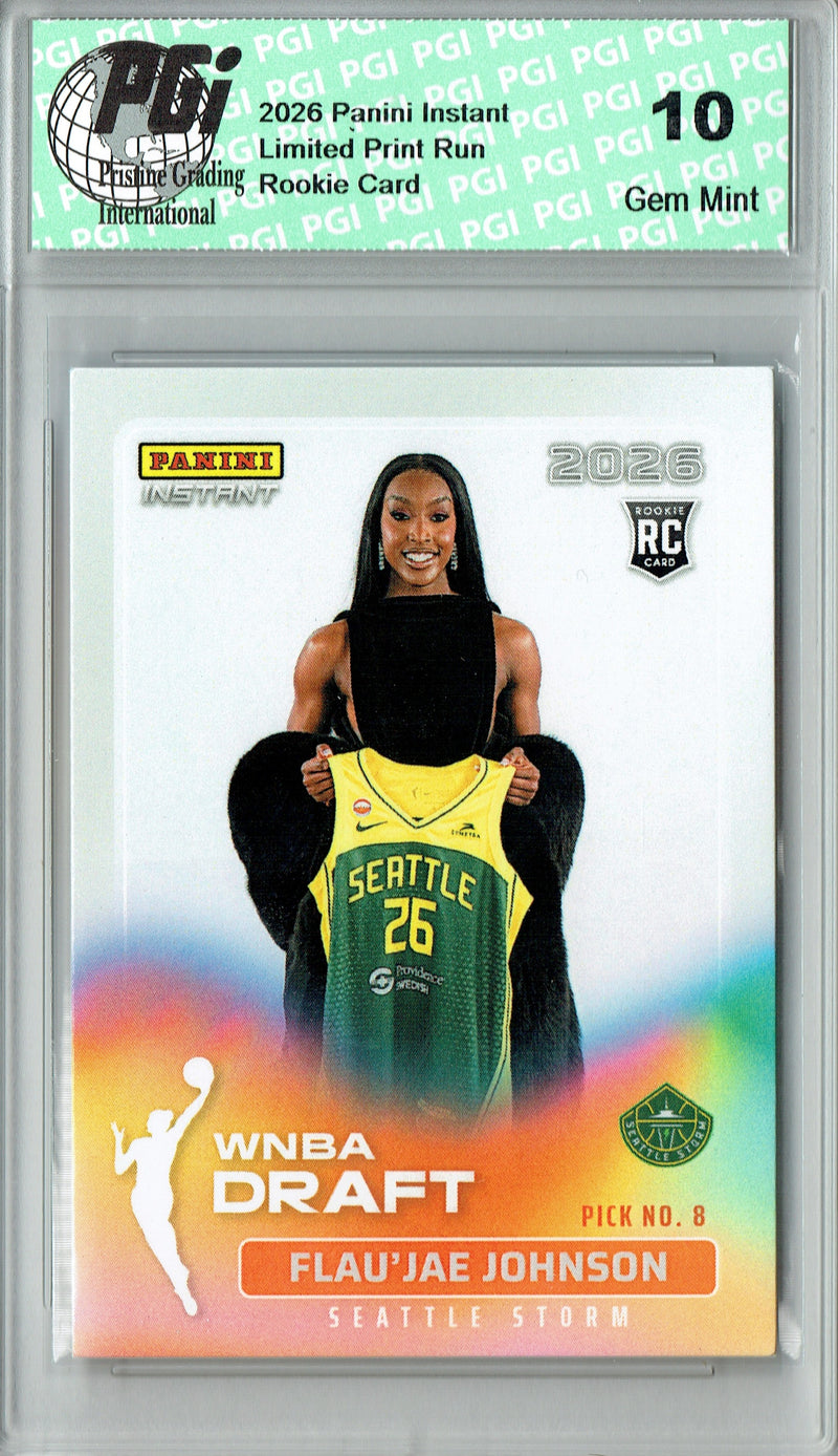 Flau'jae Johnson Rookie Card Seattle Storm 2026 WNBA Draft Night #DN-7 1 of 2114 PGI 10 Gem Mint Trading Card