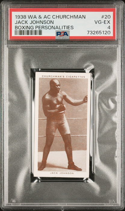 PSA 4 VG-EX Jack Johnson 1938 WA & AC Churchman #20 Rare Trading Card Boxing Personalities