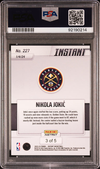 PSA 8 Nikola Jokic 2023 Panini Instant #227 Versicolor #3 of 5 Rare Trading Card