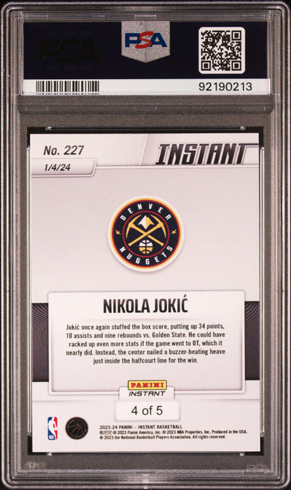 PSA 8 Nikola Jokic 2023 Panini Instant #227 Versicolor #4 of 5 Rare Trading Card