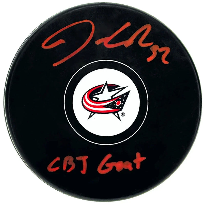Jonathan Quick Autographed Columbus Blue Jackets Puck Inscribed "CBJ GOAT" Signed COA PSA/DNA