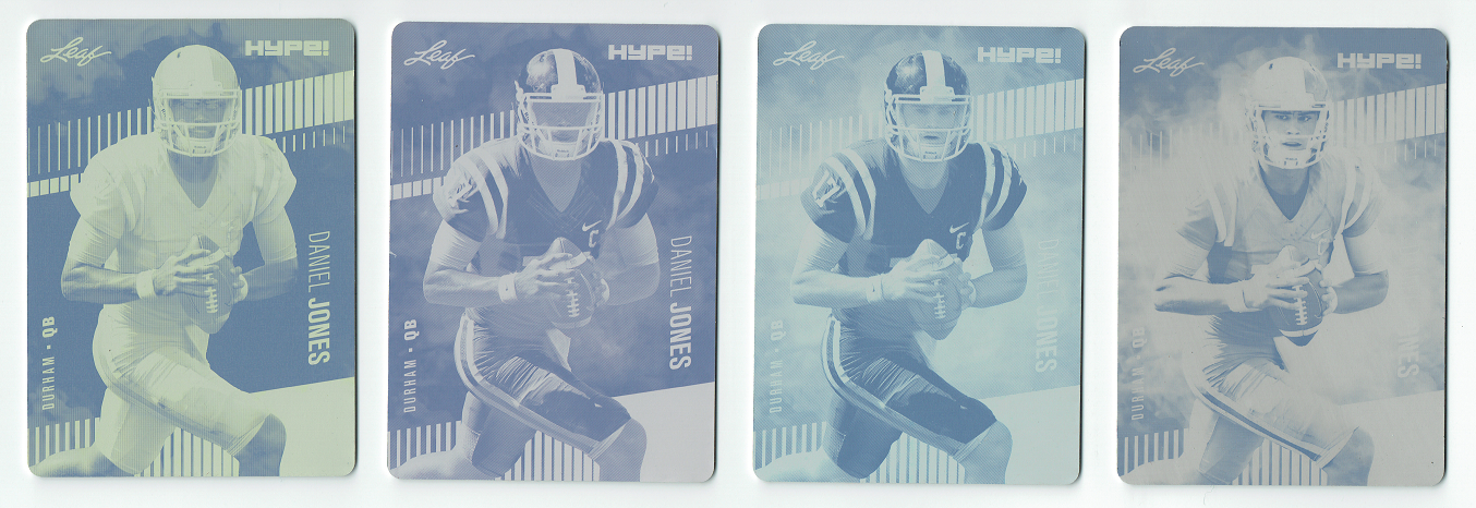 Daniel Jones 2019 Leaf HYPE! All 4 1-of-1 Rookie Card Printing Plate Lot Giants