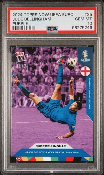 PSA 10 Jude Bellingham 2024 Topps Now #35 Purple #10/25 UEFA Rare Trading Card