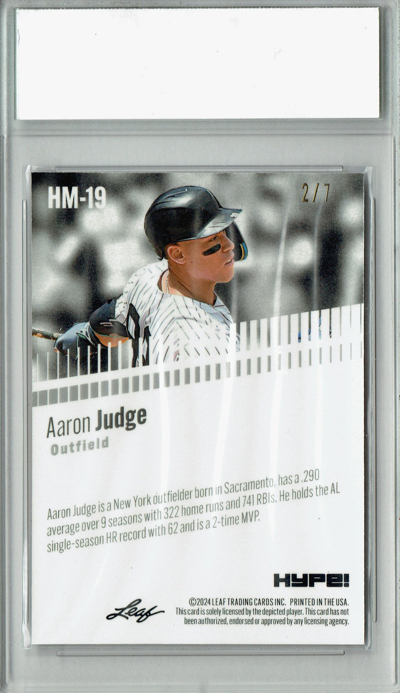 Aaron Judge Rare Trading Card New York Pro Baseball Trading Card 2024 Leaf HYPE! Metal #HM-19 Black Only 7 Made PGI 10