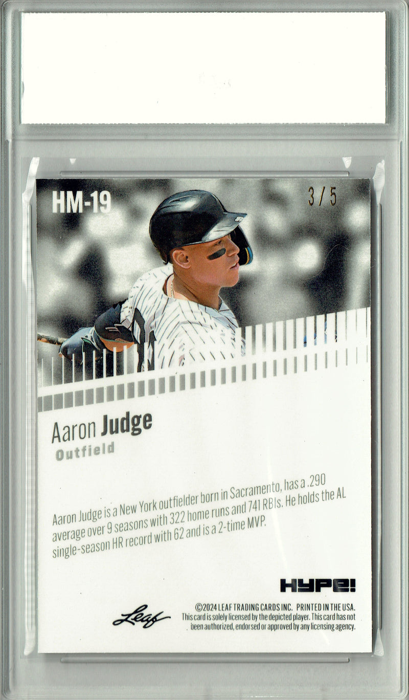 Aaron Judge 2024 Leaf HYPE! Metal #HM-19 Green Only 5 Made Rare Trading Card PGI 10