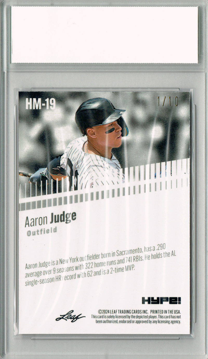Aaron Judge 2024 Leaf HYPE! #HM-19 Metal The #1/10 Pink Rare Trading Card PGI 10