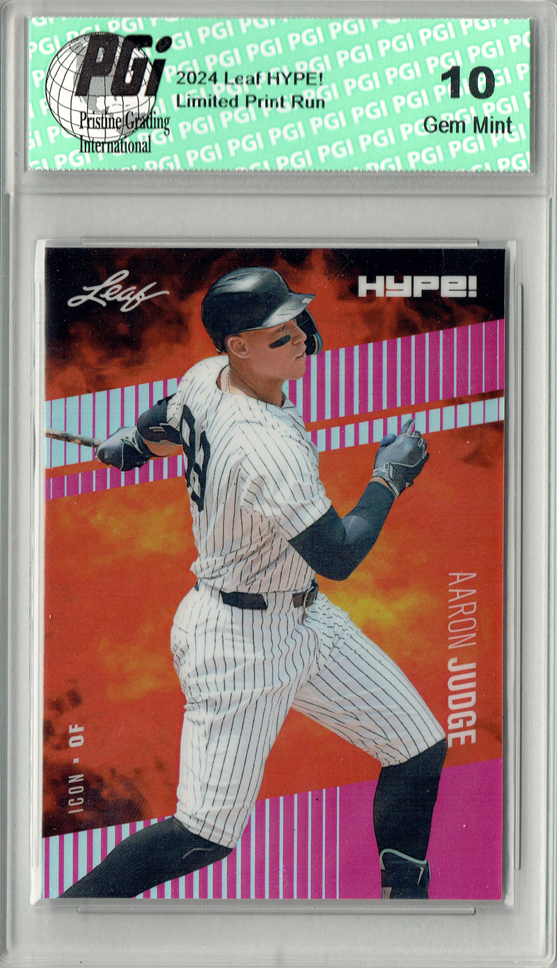Aaron Judge 2024 Leaf HYPE! #HM-19 Metal The #1/10 Pink Rare Trading Card PGI 10