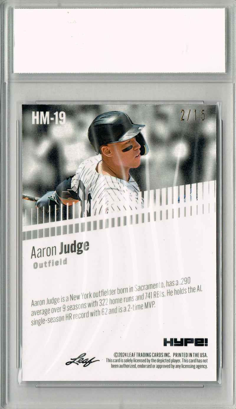 Aaron Judge Rare Trading Card New York Pro Baseball Trading Card 2024 Leaf HYPE! Metal #HM-19 Purple Only 15 Made PGI 10