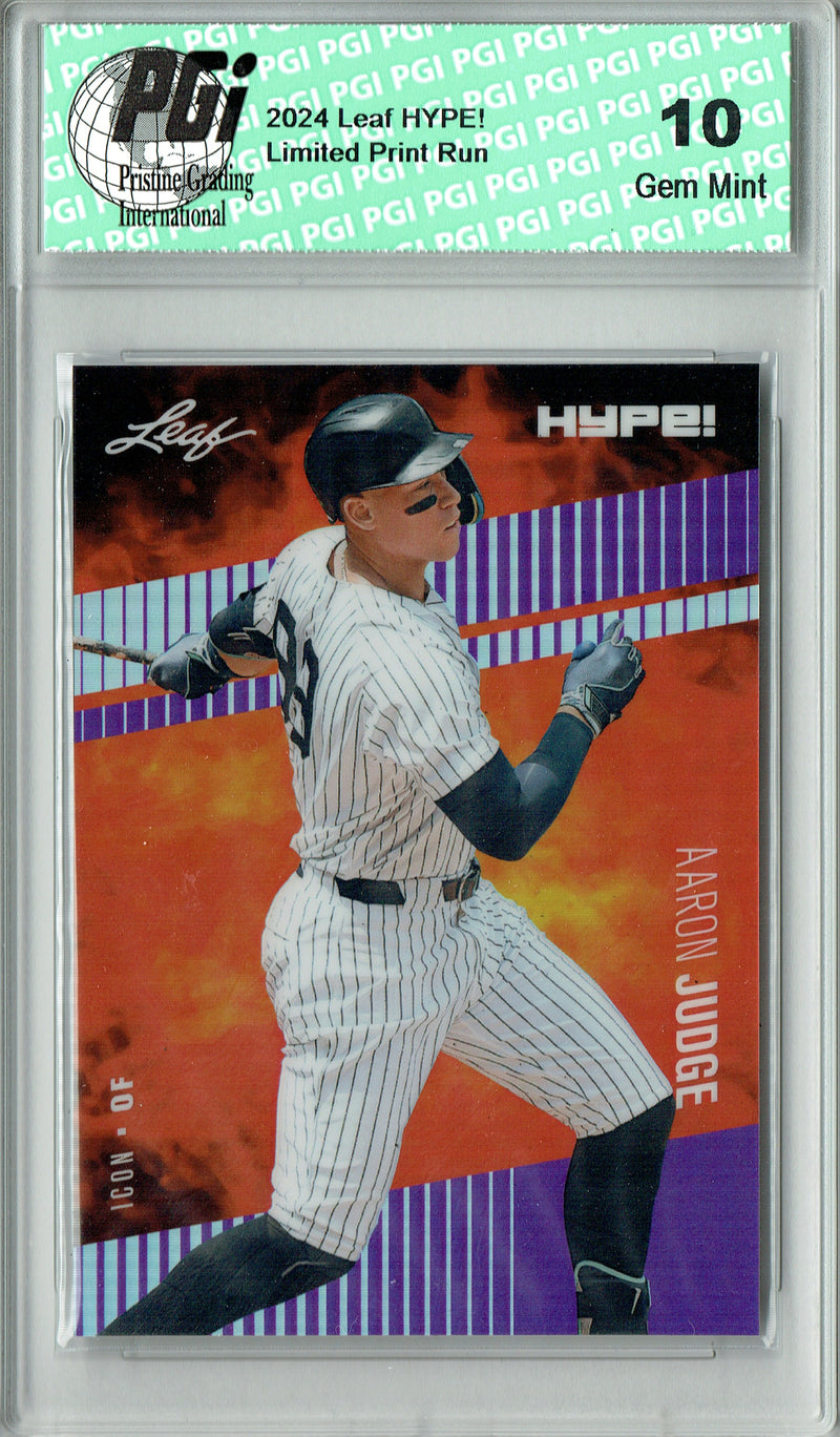 Aaron Judge 2024 Leaf HYPE! #HM-19 Metal The #1/15 Purple Trading Card PGI 10