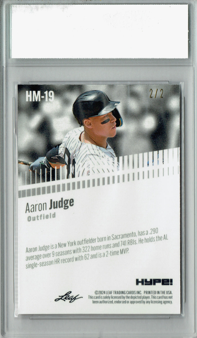Aaron Judge Rare Trading Card New York Pro Baseball Trading Card 2024 Leaf HYPE! Metal #HM-19 Red #2/2 Made PGI 10
