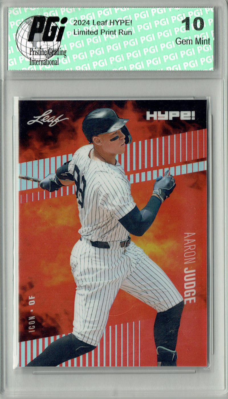 Aaron Judge Rare Trading Card New York Pro Baseball Trading Card 2024 Leaf HYPE! Metal #HM-19 Red #2/2 Made PGI 10