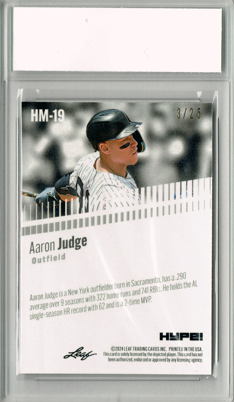Aaron Judge Rare Trading Card New York Pro Baseball Trading Card 2024 Leaf HYPE! Metal #HM-19 Silver Only 25 Made PGI 10
