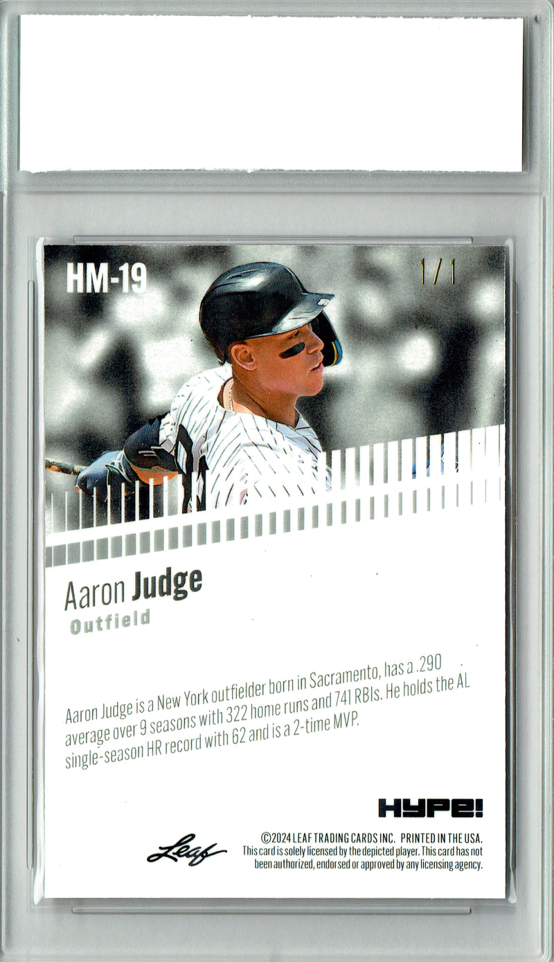 Aaron Judge Trading Card 2024 Leaf HYPE! #HM-19 1/1 Matrix, PGI 10, New York Yankees Baseball